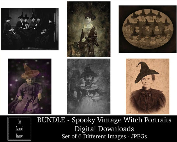 Vintage Witch Halloween Photograph Bundle - Victorian Portrait - Photo Download - Printable Pictu... | Etsy (US)
