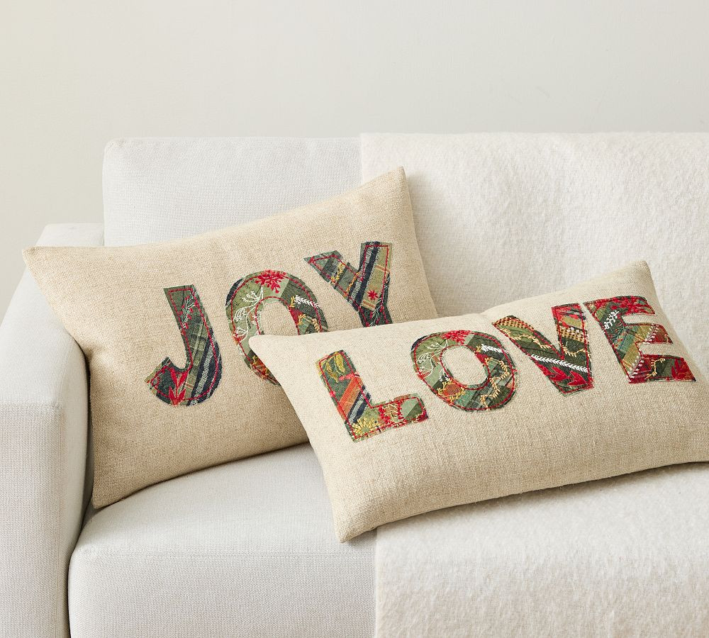 Joy Patchwork Lumbar Pillow | Pottery Barn (US)