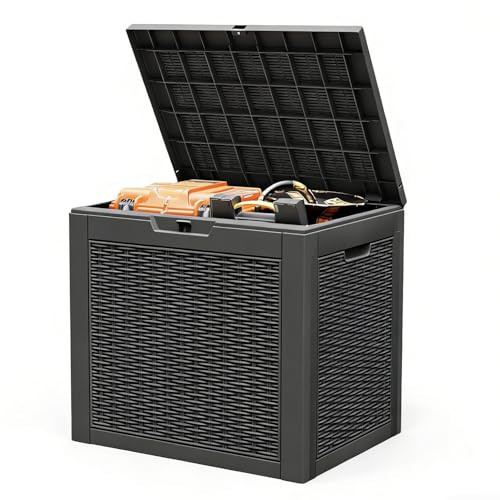 NBYSGO Outdoor Storage Deck Boxes Waterproof, Waterproof and UV Resistant Outdoor Storage Box Lockable Lid for Delivery Box, Indoor, Garden Tools, Pool Supplies, Patio (Black, 31 Gallon) | Amazon (US)