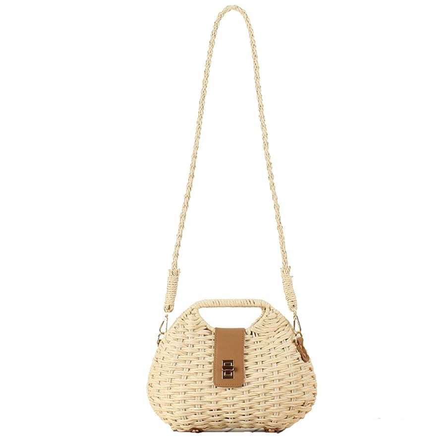 Straw Clutch Purses for Women Rattan Woven Beach Handbag Summer Purse with Detachable Strap Baske... | Amazon (US)