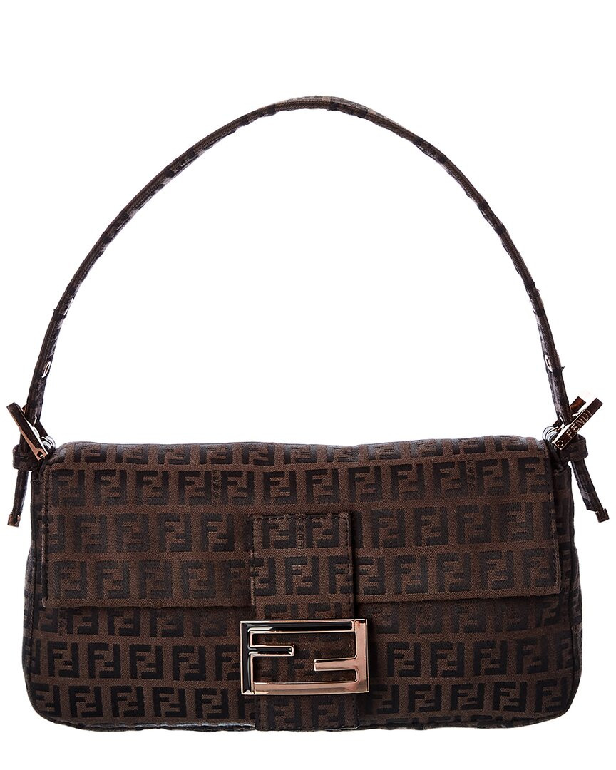 FENDI Brown Zucchino-Print Canvas Baguette | Gilt