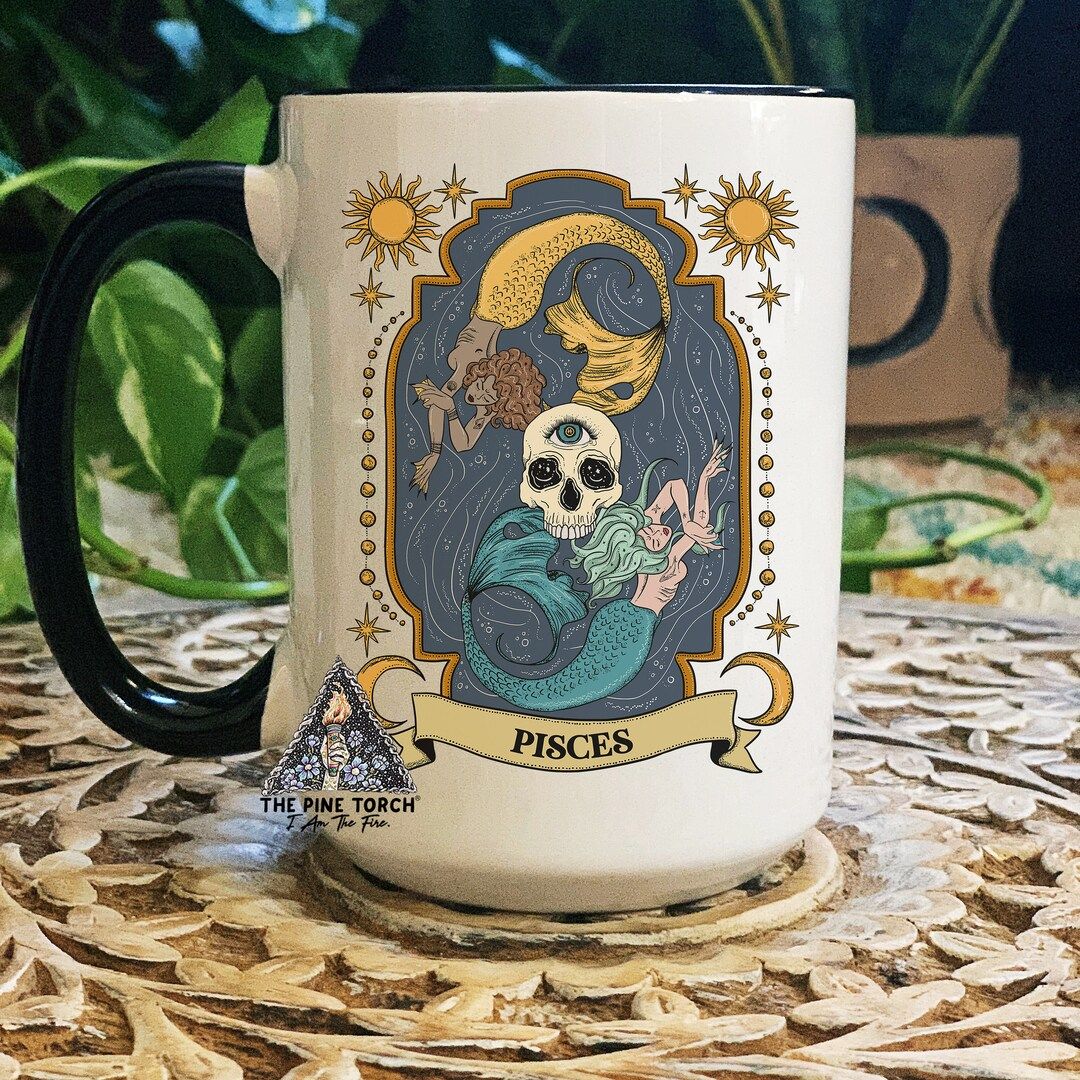 Pisces Zodiac Mug, Zodiac Coffee mug, Pisces mug, witchy Pisces mug, Pisces birthday gift, Pisces... | Etsy (US)