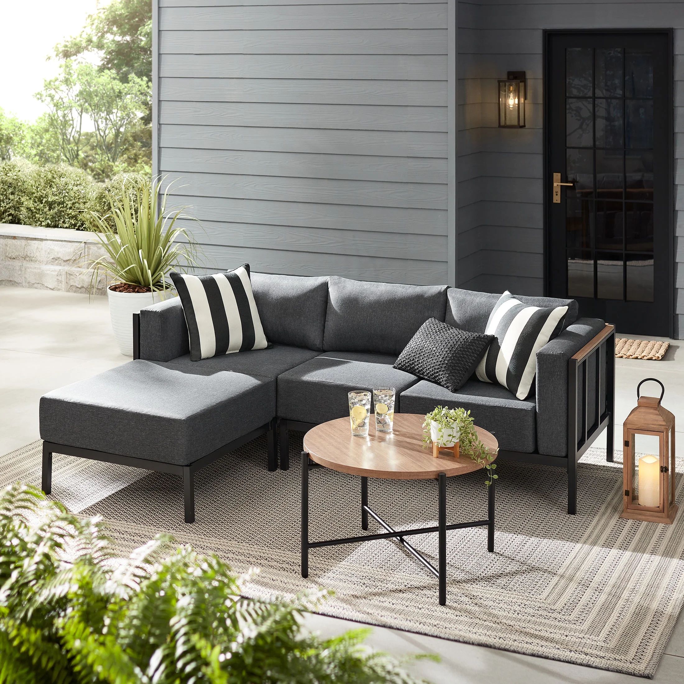 Mainstays Westmont 4 Piece Thick Cushion Sectional Set | Walmart (US)