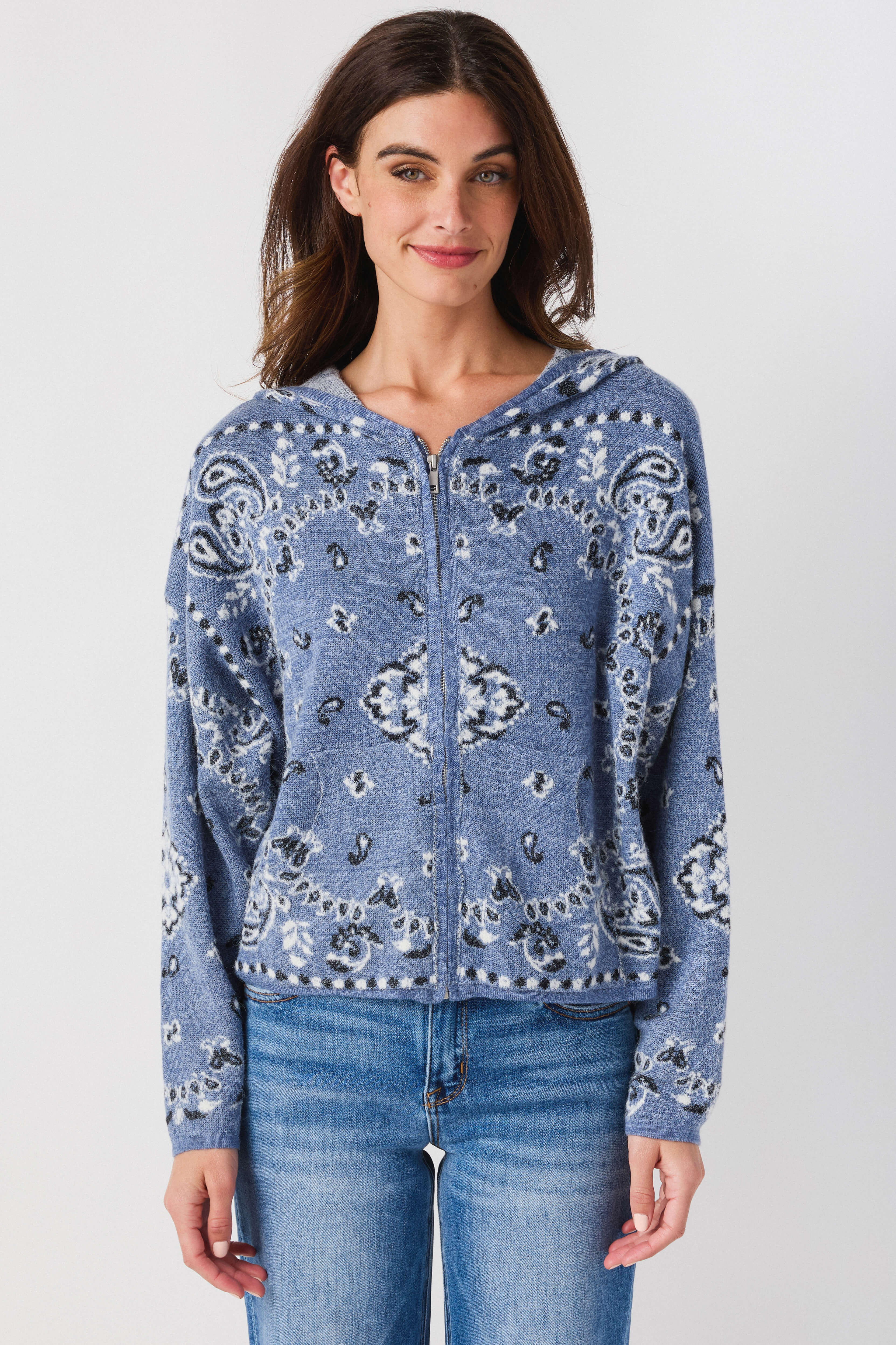 Raisonnel Bandana Hooded Cardigan | Social Threads
