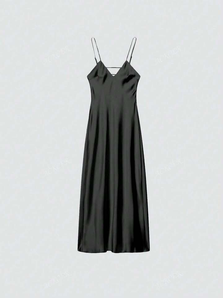 Women's Summer Fashion Satin Sleeveless Sexy Dress | SHEIN