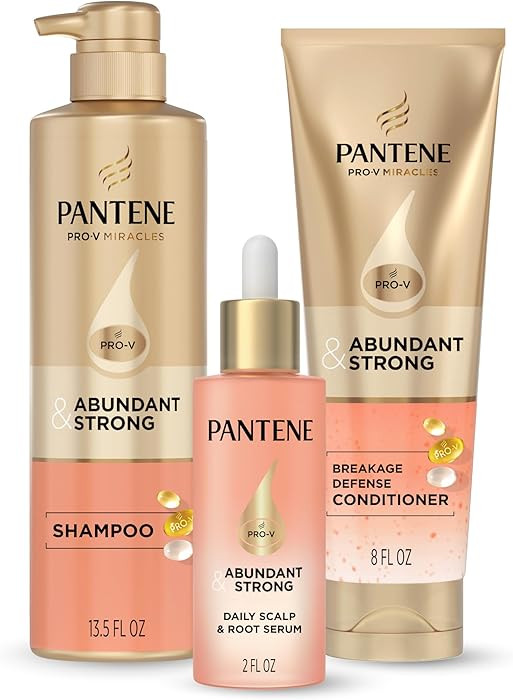 Pantene Abundant & Strong 3-Piece Regimen with B5 Complex + Niacinamide, Shampoo (13.5 oz), Condi... | Amazon (US)