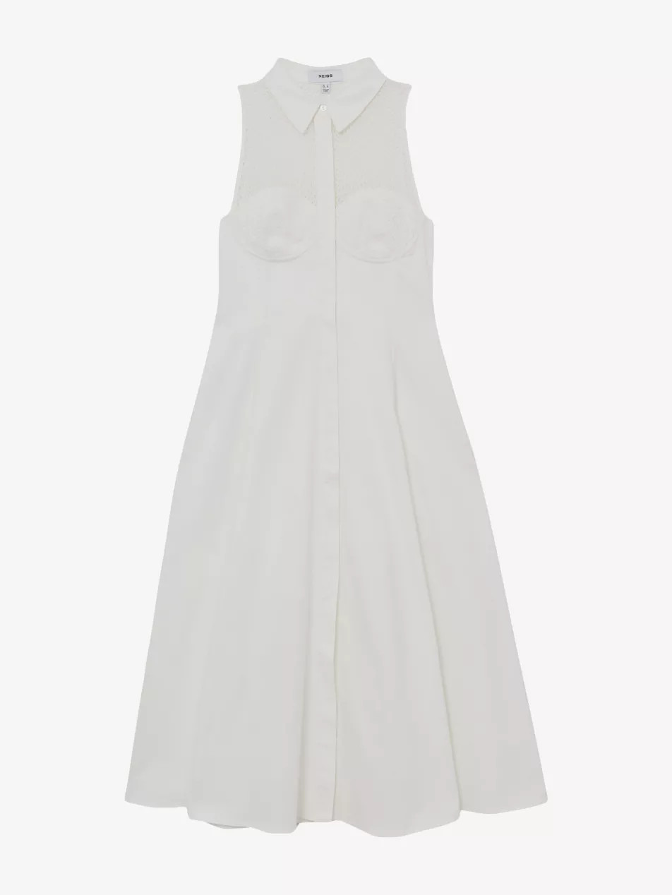 Hera Broderie-Detail Stretch-Cotton Midi Dress | Selfridges