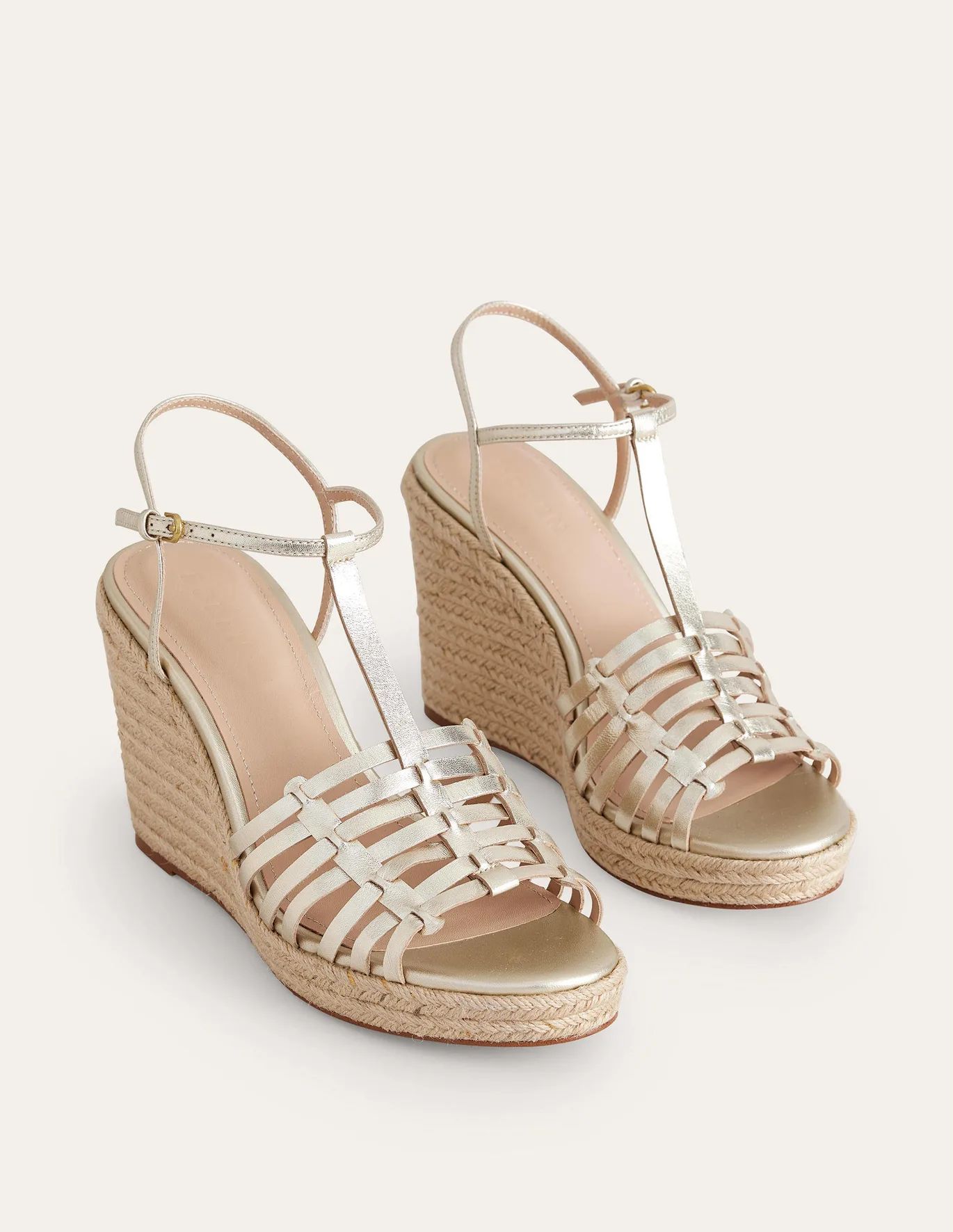 Strappy Espadrille Wedges - Gold | Boden (US)