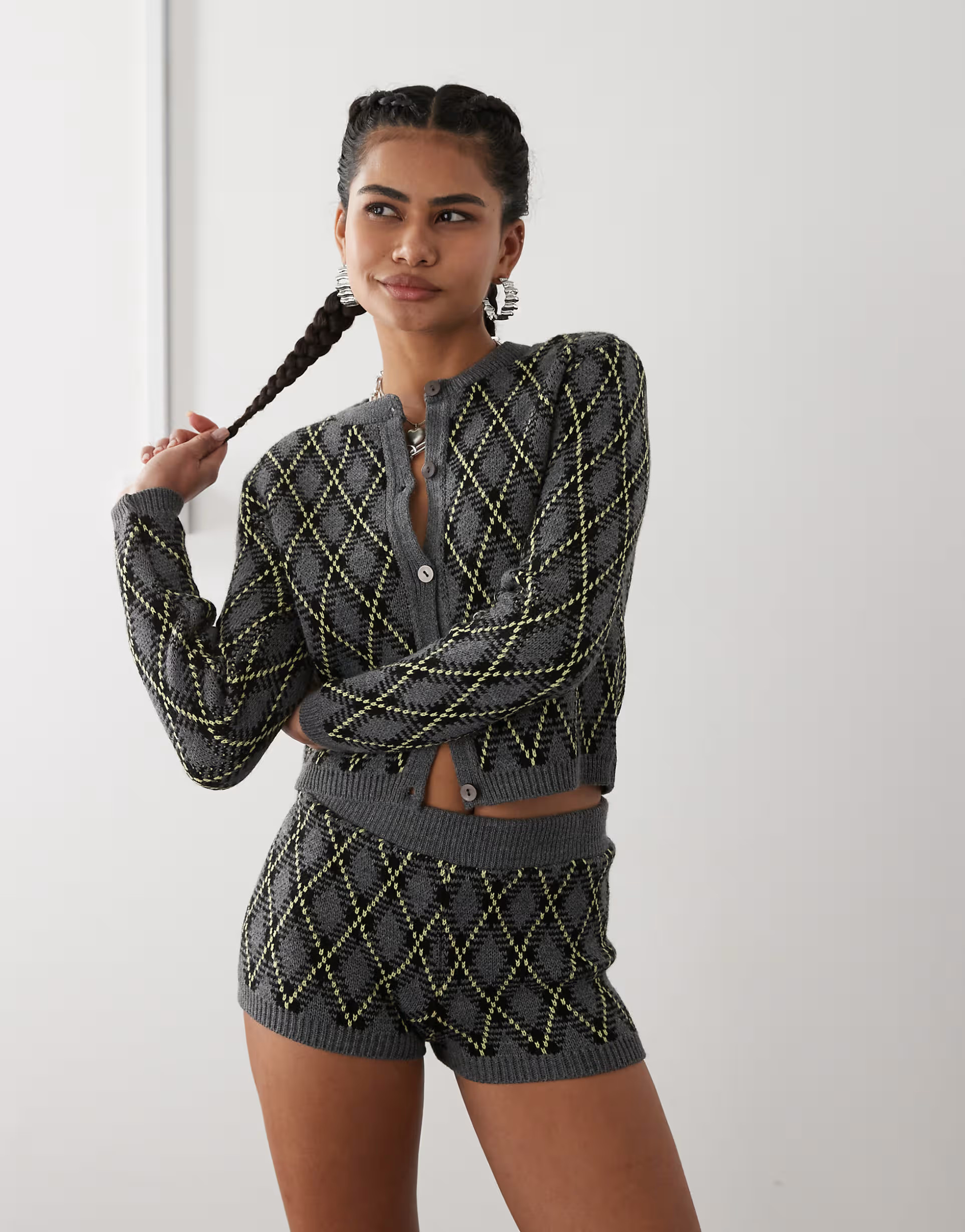 Reclaimed Vintage knitted cardi co-ord in argyle print | ASOS (Global)