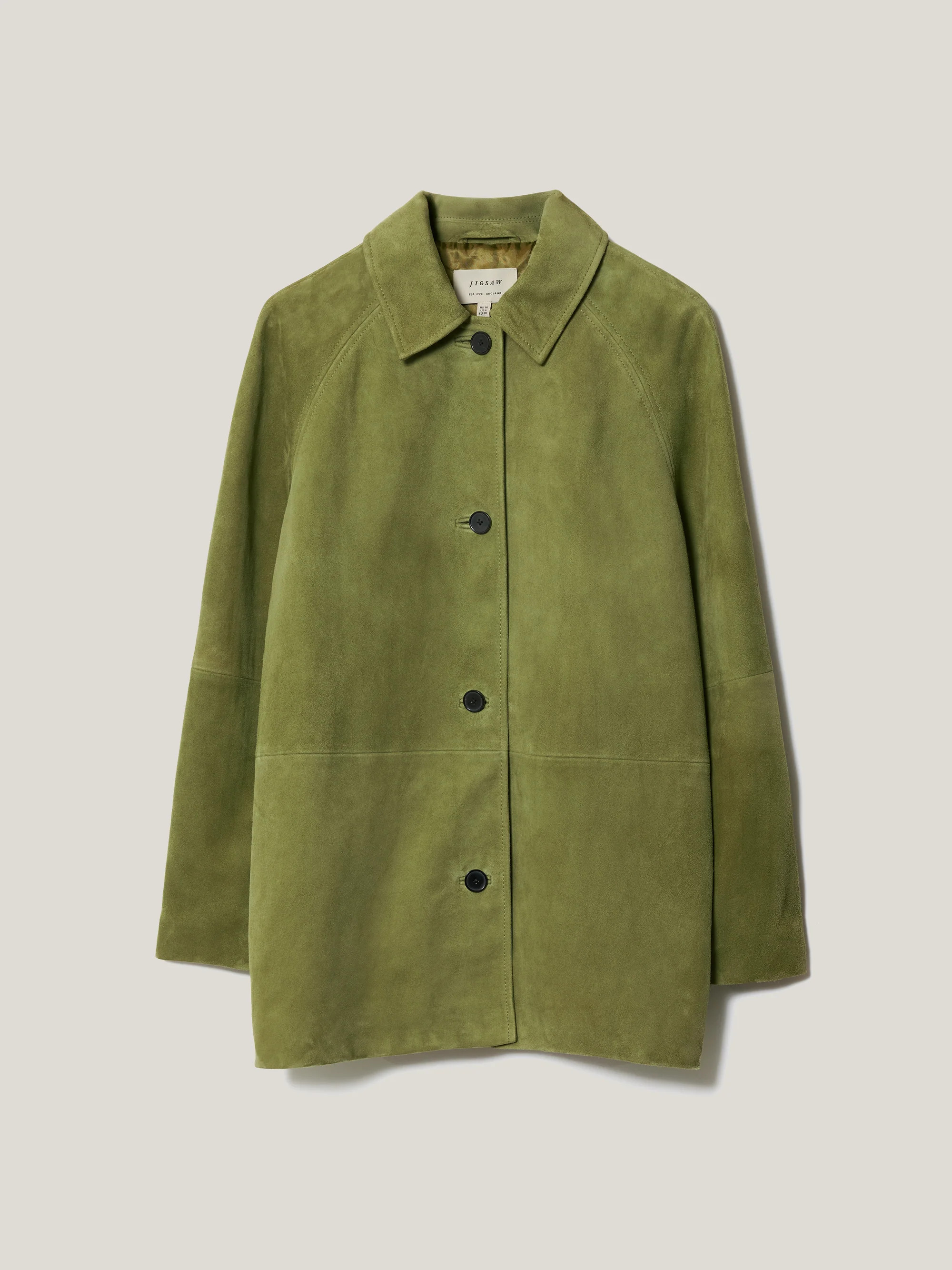 Suede Raglan Sleeve Jacket | Green | Jigsaw (UK)