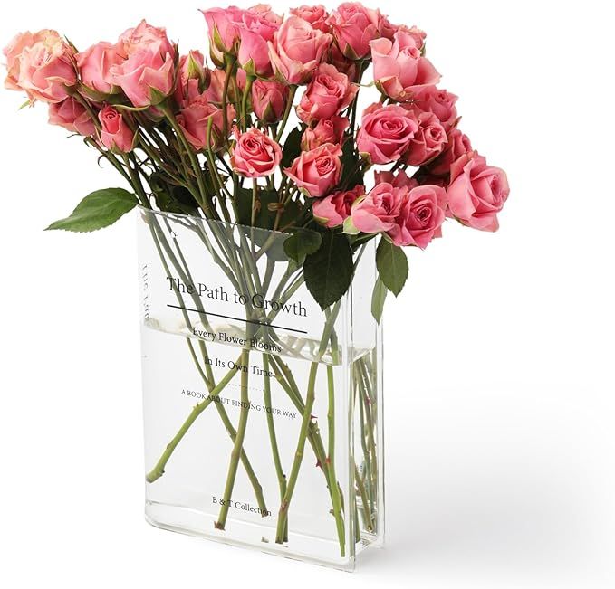 B&T Collection Clear Acrylic Book Vase for Flowers w/Inspirational Message – Modern Room Decor:... | Amazon (US)