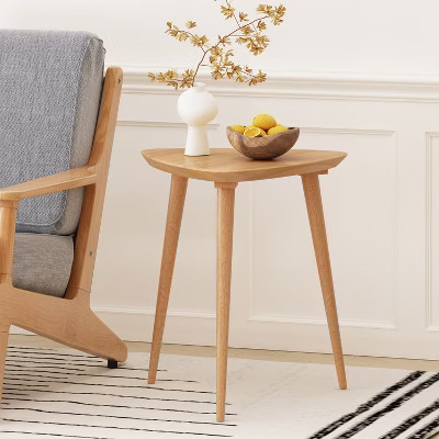 GDFStudio Finnian Mid-Century Modern Triangle Wood Side Table, Natural Brown | Target