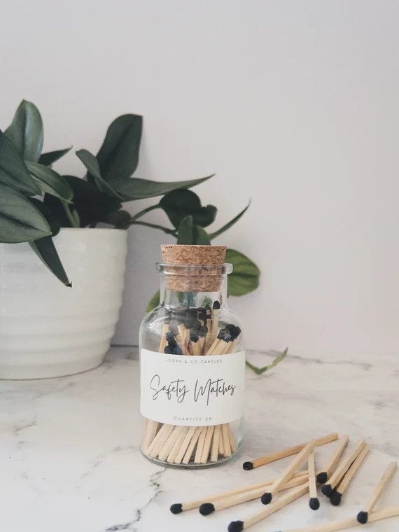 Apothecary Matches, Black Safety Matches, Candle Matches, Match Jar, Glass Jar Matches, Farmhouse... | Etsy (US)