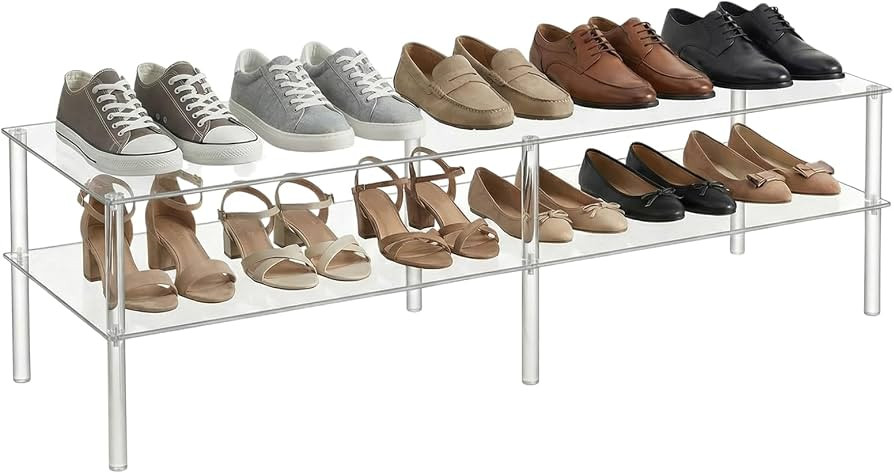 2-Tier Acrylic Shoe Shelf, Clear Acrylic Shoe Rack Organizer | Amazon (US)