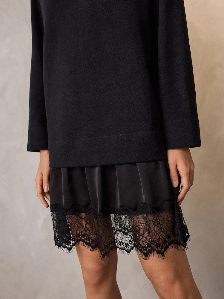 Black 2-In-1 Soft Touch Jumper Lace Skirt | Next EU