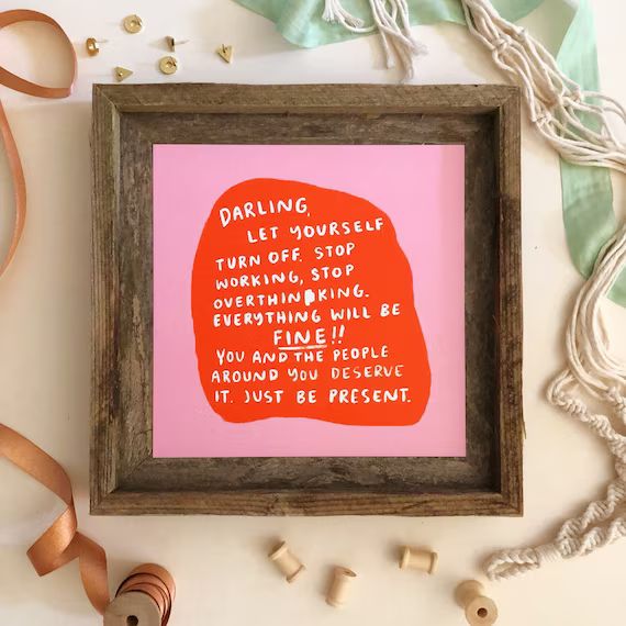 Darling 8x8 Art Print  Quote Unplug Be You Self Care Self | Etsy | Etsy (US)