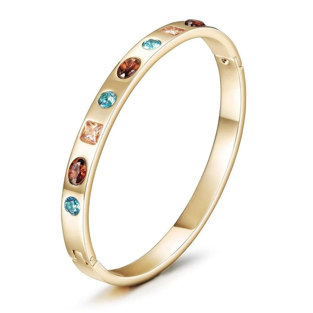 CIUNOFOR 14K Gold Filled Bangle Bracelets for Women with Cubic Zirconia, 6.5"-7.5" Inner Circ. St... | Amazon (US)