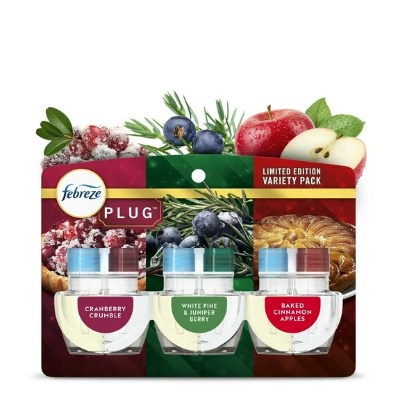 Febreze Plug In Air Freshener, Odor-Fighting Scented Oil Refill, Holiday Mix, 3 Refill | Walmart (US)