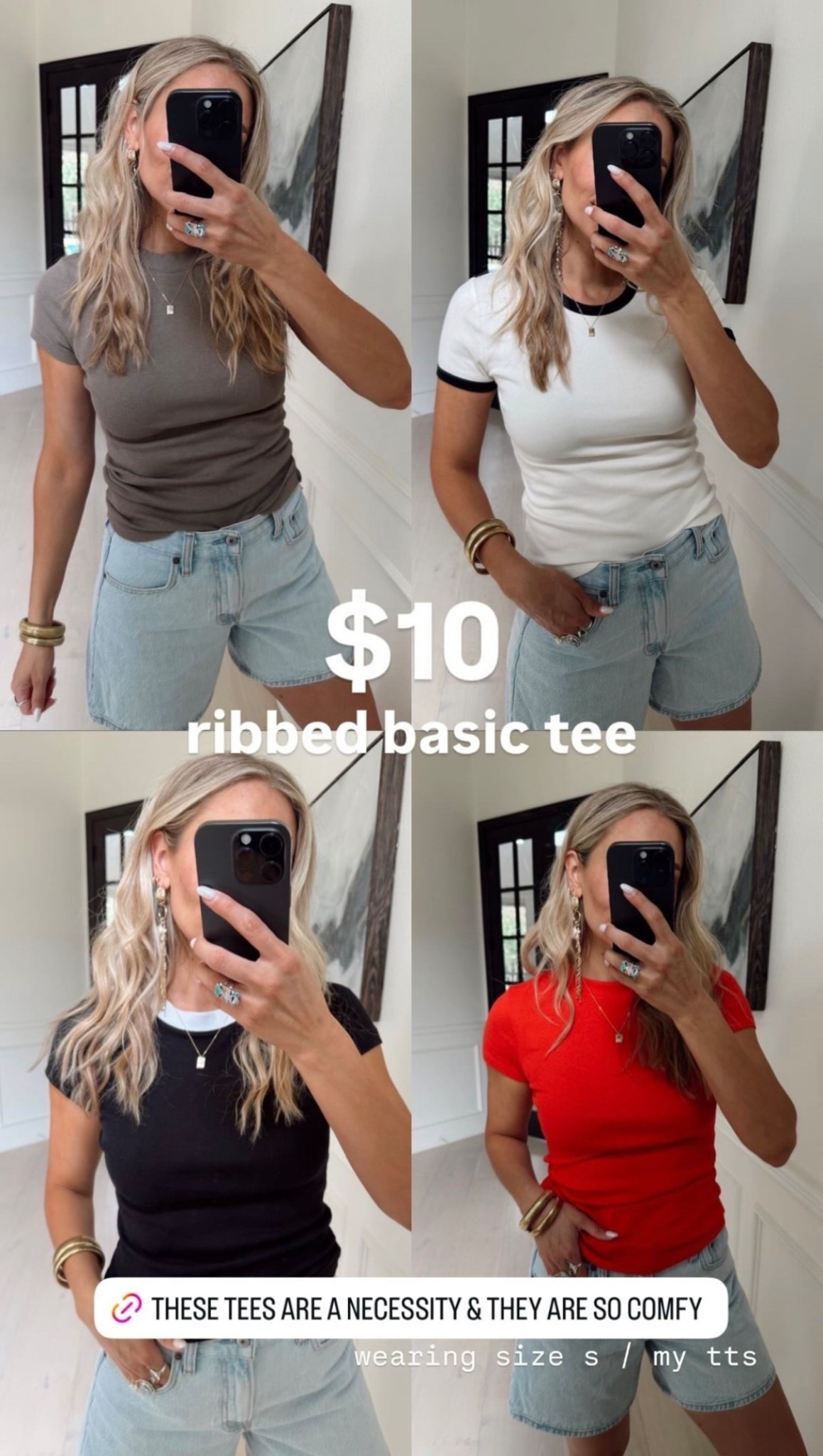 🤍 $10  ribbed basic tee  wearing size s / my tts