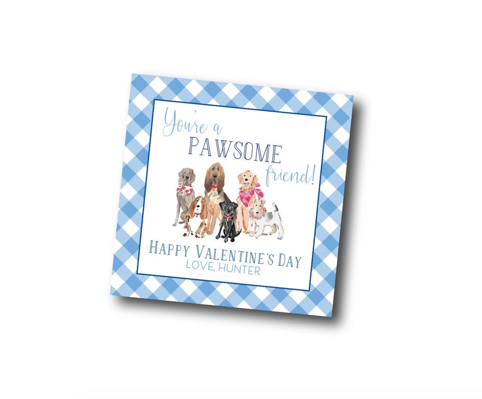 Valentines gift tag for kids, Dog Valentine, Pawsome Valentine, Dog lover valentine, Puppy valent... | Etsy (US)