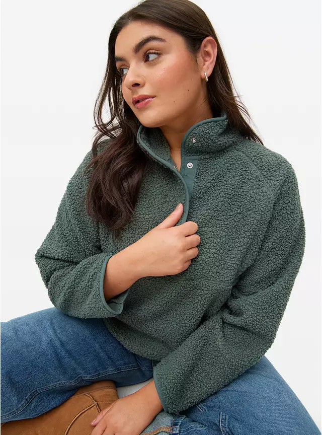 Dark Green Funnel Neck Fleece XS | Tu Clothing