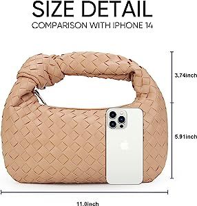 JBB Women Woven Hobo Handbags Leather Shoulder Bags Knotted Clutch Purse Small Tote Bags | Amazon (US)