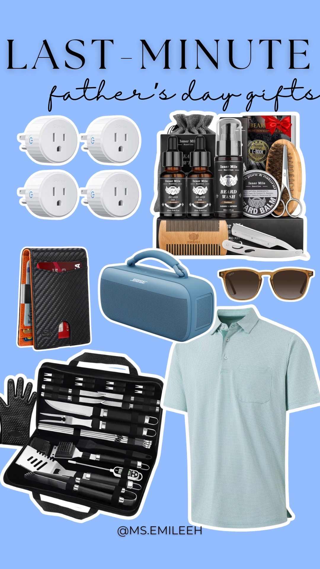 Last minute Father's Day Gifts from Amazon 😎🎁 

Grilling kit, 
Speaker, 
Slim wallet for men, 
Short sleeved dry fit polo, 
WiFi plugs, 
Men’s grooming kit,

#LTKMens #LTKGiftGuide #LTKSeasonal