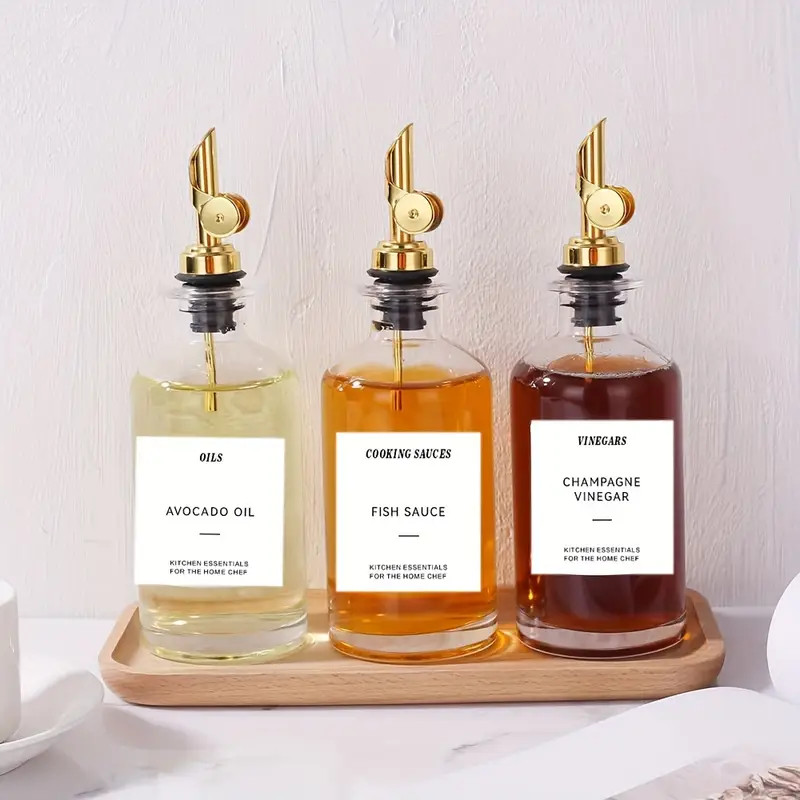 Glass Bottles Oil Bottle With 2 Golden Pourers And 35 Label - Temu | Temu Affiliate Program