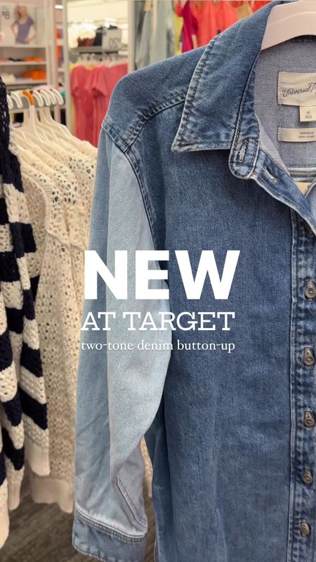 DENIM LOVERS 👖💙 Denim has taken over! Seeing a lot of it this spring! Couldn’t help but fall in love with this two-tone button up from Universal Thread at Target 😍 It already has an oversized boyfriend fit so no need to size up - runs TTS! Covers the behind 🙌🏼  $32

#LTKFindsUnder50 #LTKFindsUnder100 #LTKStyleTip
