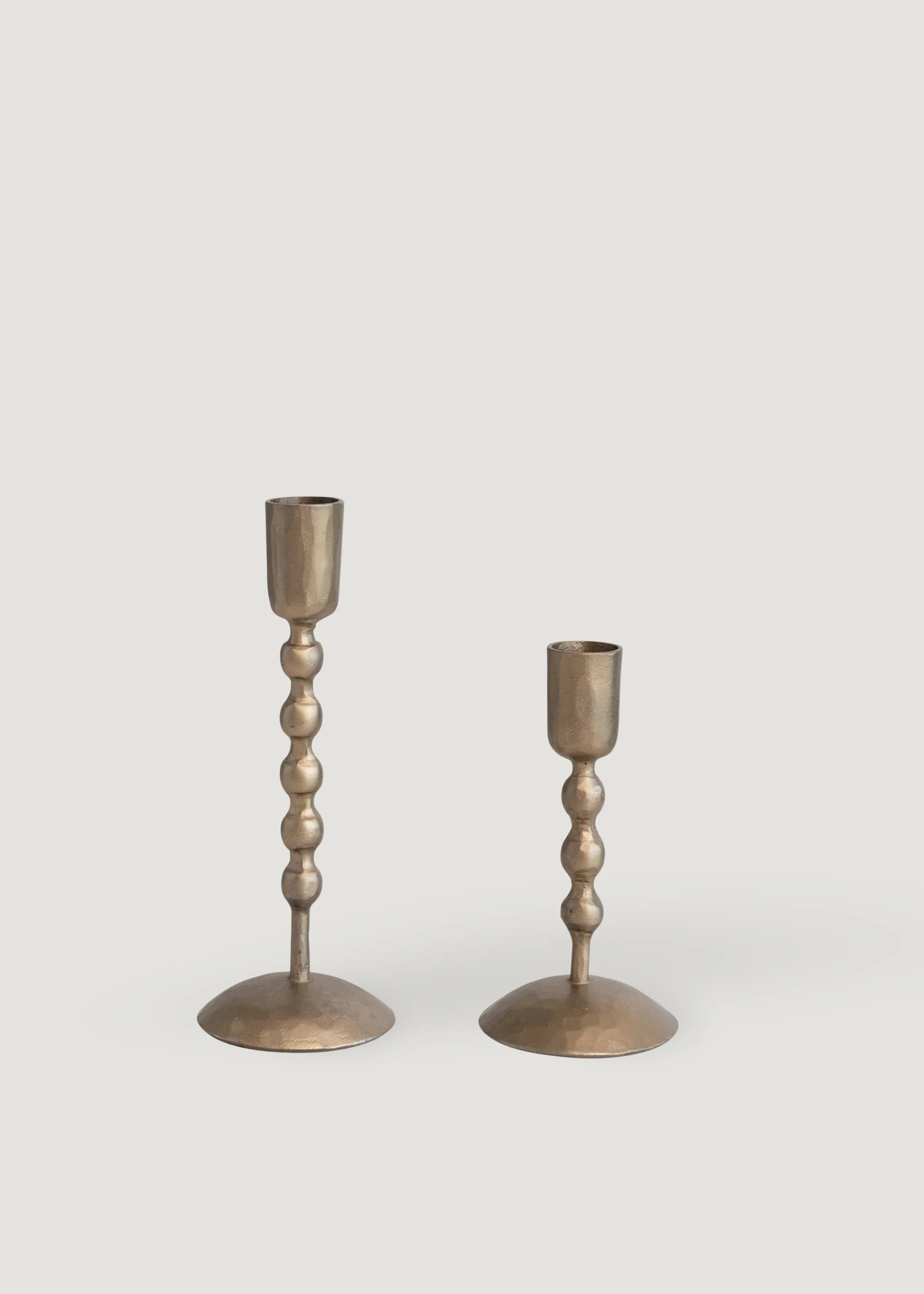Set of 2 Antique Brass Metal Taper Candle Holders - 5.5-7 | Afloral