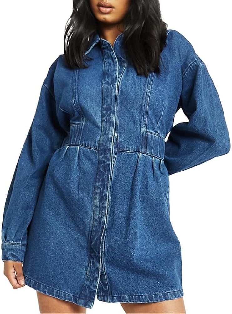 Denim Dress for Women - Regular Fit Long Sleeve Jean Dress for Women - All Season Button Down Den... | Amazon (US)