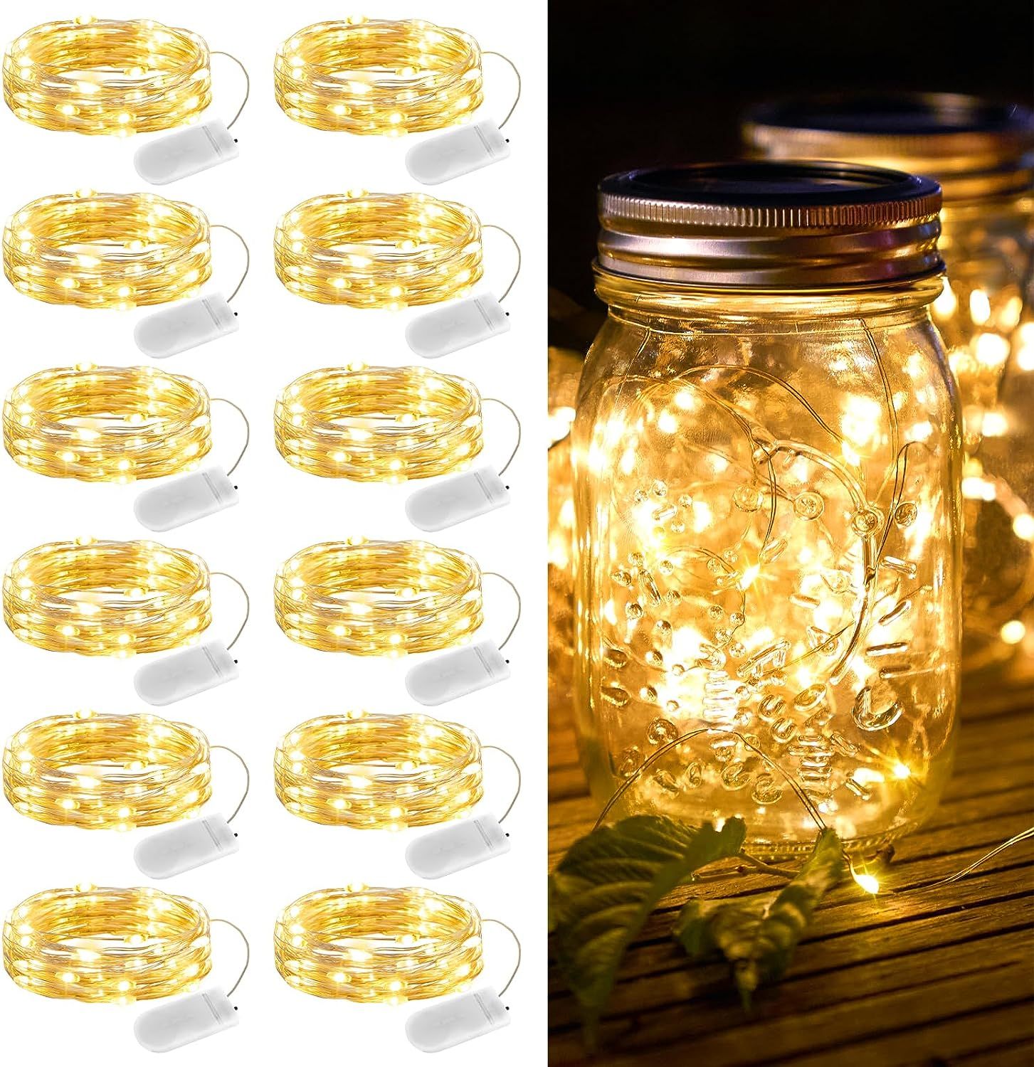Brightown 12 Pack Led Fairy Lights Battery Operated String Lights Waterproof Silver Wire 7 Feet 2... | Amazon (US)