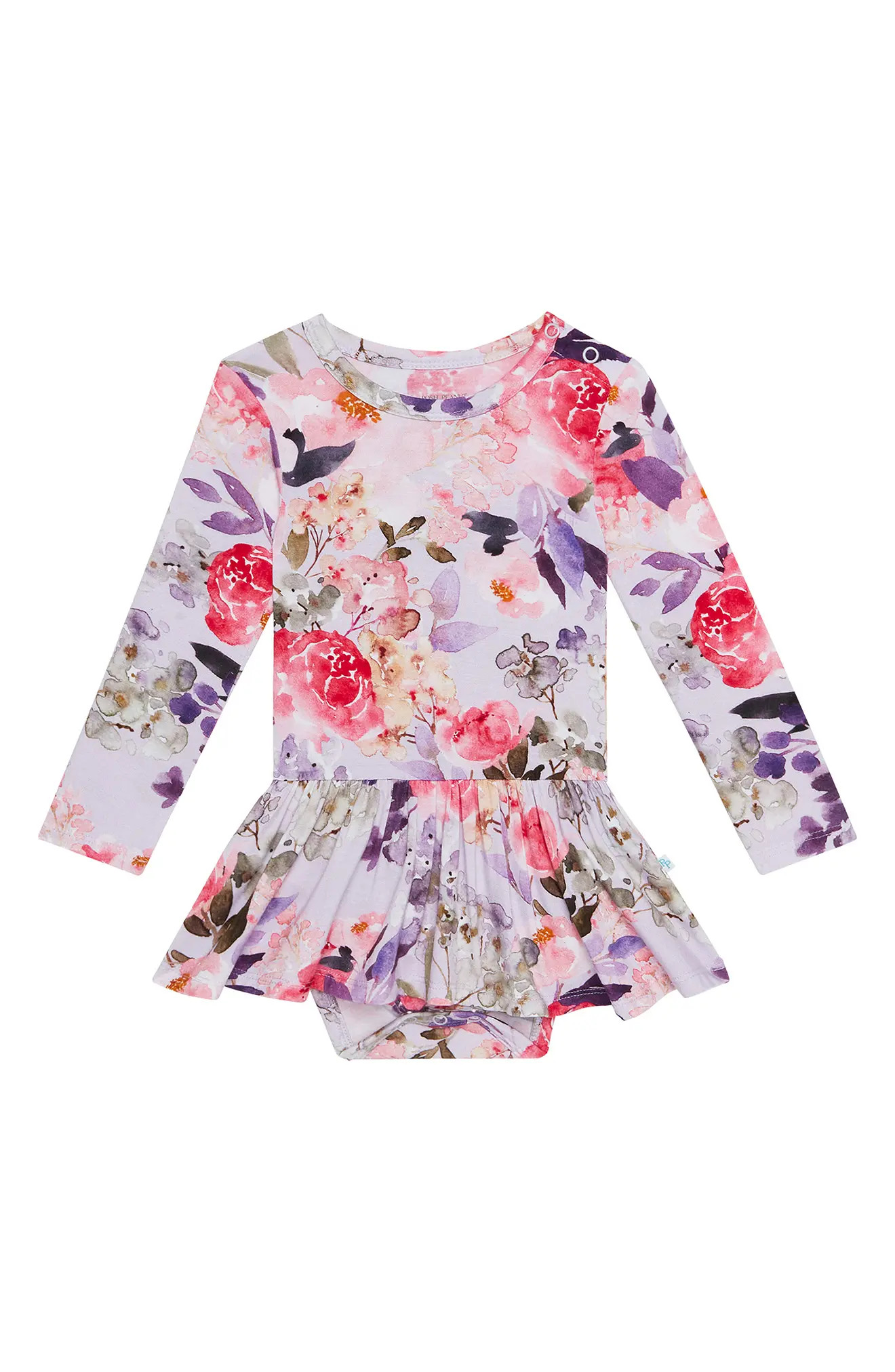 Posh Peanut Aurora Long Sleeve Twirl Bodysuit in Light/Pastel Purple at Nordstrom, Size 12-18M | Nordstrom