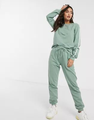 ASOS DESIGN tracksuit sweat / basic jogger with tie with contrast binding in organic cotton | ASOS US