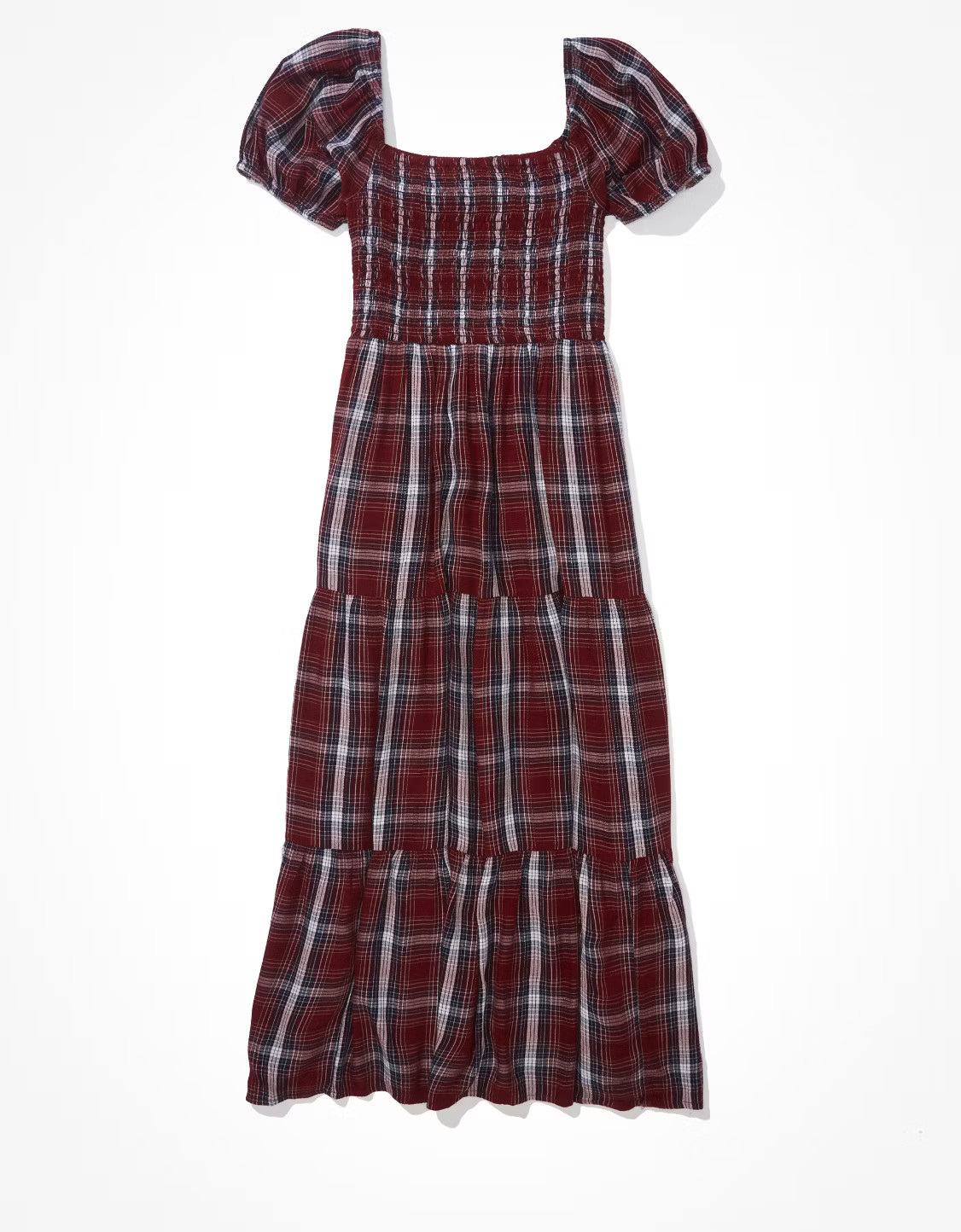 AE Plaid Smocked Midi Dress | American Eagle Outfitters (US & CA)