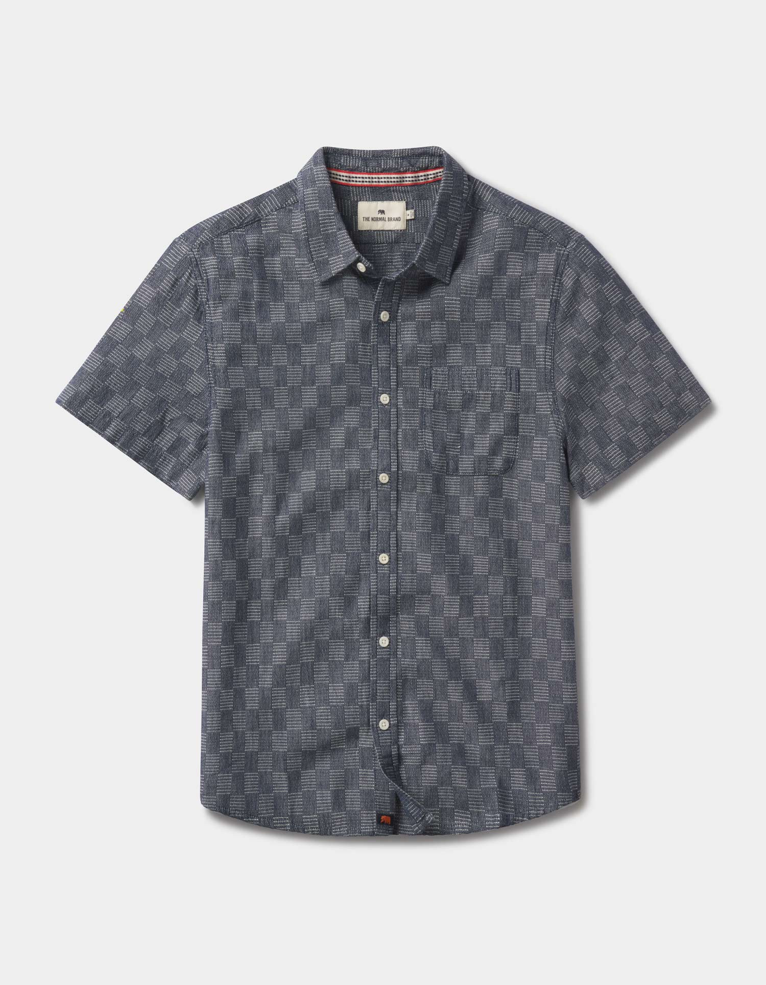 Freshwater Short Sleeve Button Up Shirt in Summer Navy Check | The Normal Brand