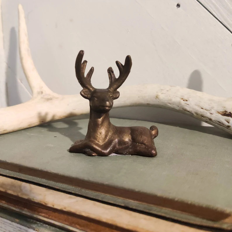 Bronze Small Deer Reindeer Figurine Paperweight Christmas | Etsy | Etsy (US)