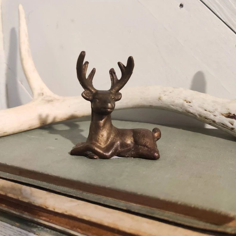 Bronze Small Deer Reindeer Figurine Paperweight Christmas | Etsy | Etsy (US)