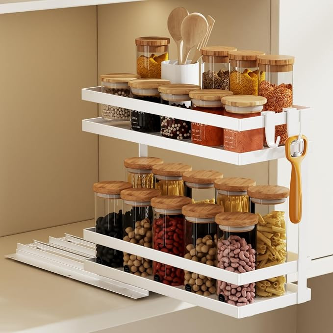 Magheo Pull Out Spice Rack Organizer for Cabinet, 1 Pack Metal Seasoning Organizer Slide Out Spic... | Amazon (US)