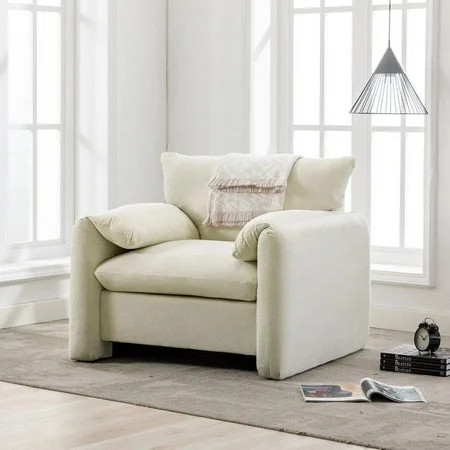 Modern Oversized Armchair Single Sofa Lounge Chair35 D x38.6 W x 31.9 H) Cream | Walmart (US)