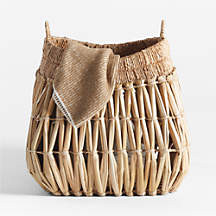 Oketo Beige Large Rattan Decorative Basket + Reviews | Crate & Barrel | Crate & Barrel