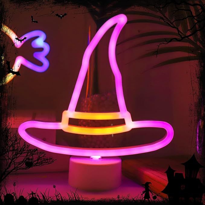 Witch Hat Cute Light Night Lights,LED Halloween Witch Hat Shape Lamp Decor for Home,Fun Light for... | Amazon (US)