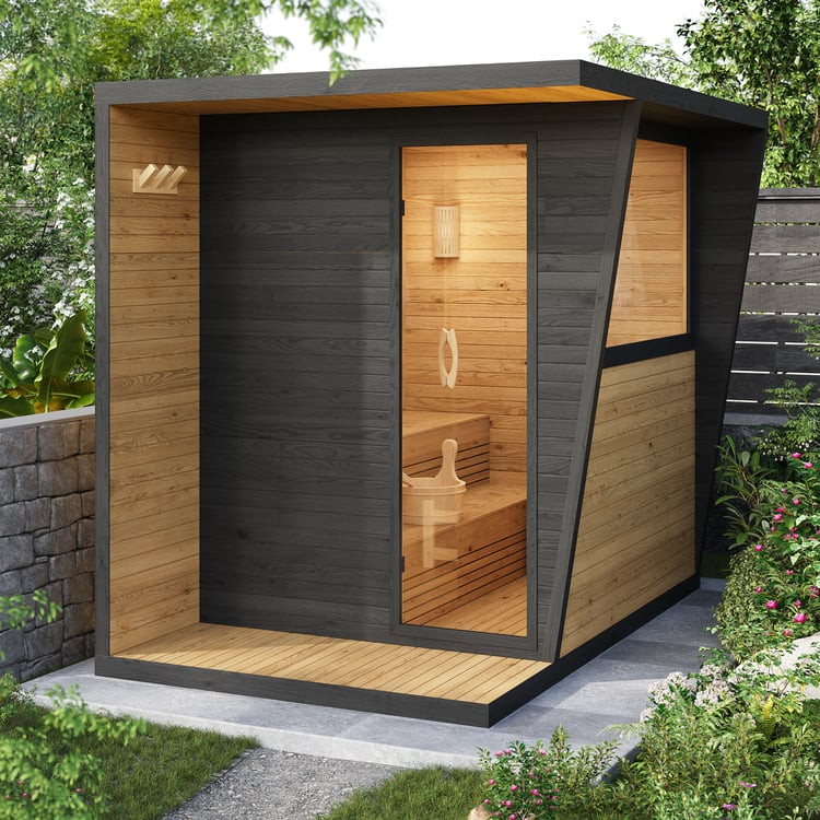 Outdoor Wooden Cabin Sauna Room for for 2-4 People | Homary