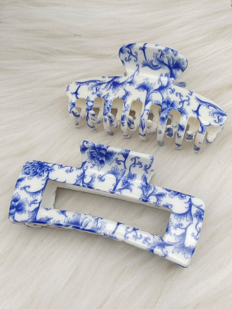 2pcs Marble Pattern Hair Claw | SHEIN
