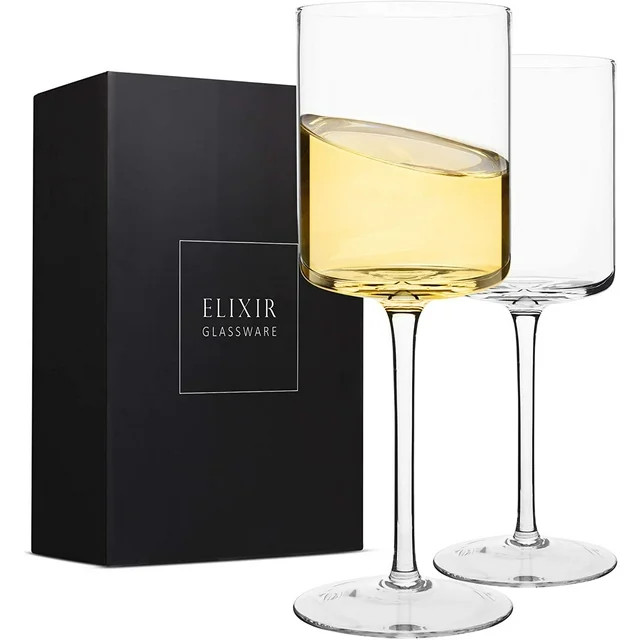 Elixir Glassware Elegant Square Edge Wine Glasses - Set of 2 (14oz) - Party - Walmart.com | Walmart (US)