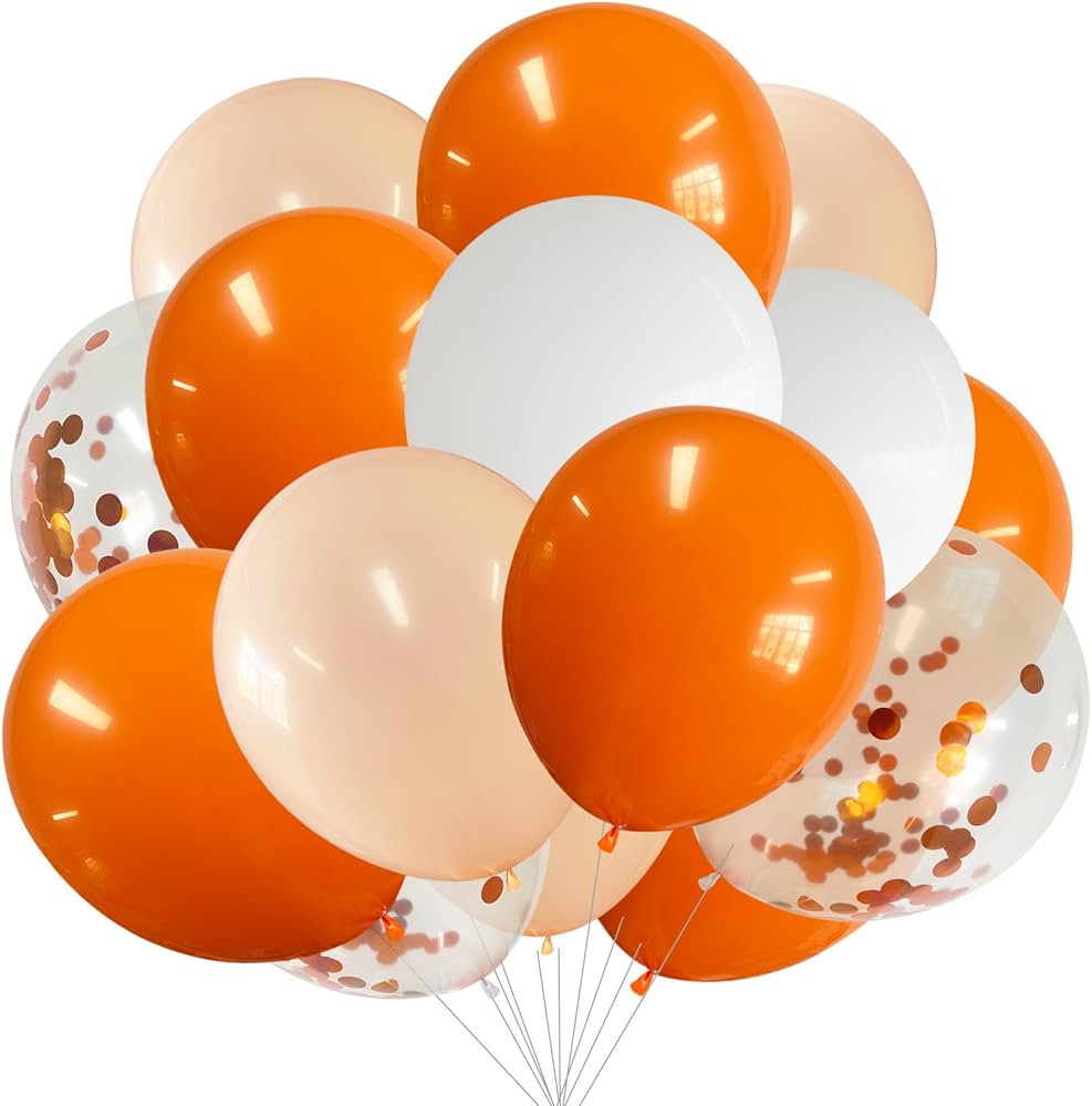 ANSOMO Orange Latex Balloons Party Decorations 12 Inch 50 Pcs White Matte Burnt Pastel Confetti O... | Amazon (US)