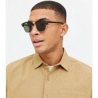 Men's Dark Brown Tortoiseshell Effect Square Sunglasses New Look | New Look (UK)