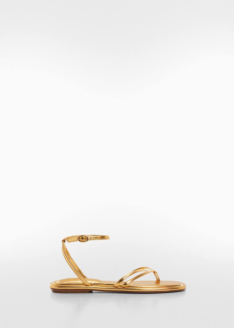 Metallic strap sandals -  Women | Mango USA | MANGO (US)
