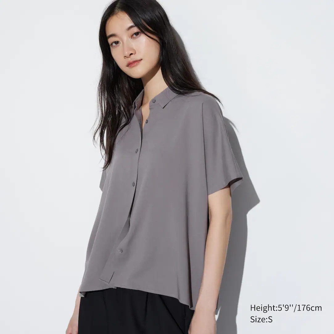 Rayon Short Sleeved Blouse | UNIQLO (UK)