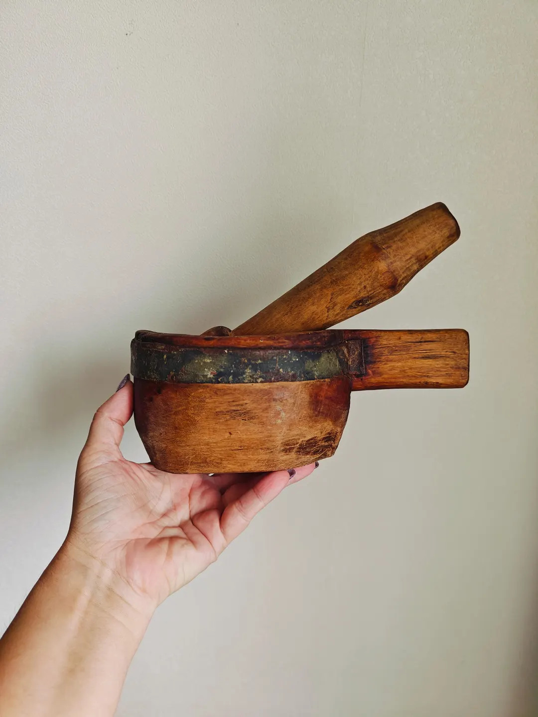 Hand Carved Wooden Mortar and Pestle: Rustic Wabi Sabi Decor - Etsy | Etsy (US)